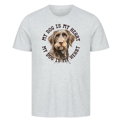 Premium T-Shirt "Griffon Korthals HEART" Heather Grey – hunde-shirt.de