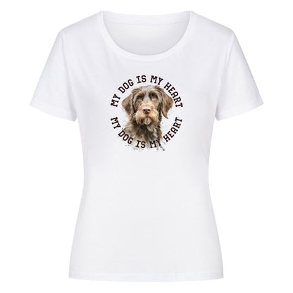 Premium Organic Damen-Shirt "Griffon Korthals HEART" Weiß – hunde-shirt.de