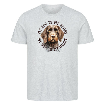 Premium T-Shirt "Rauhaar HEART" Heather Grey – hunde-shirt.de