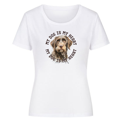 Premium Organic Damen-Shirt "Rauhaar Korthals" Weiß – hunde-shirt.de