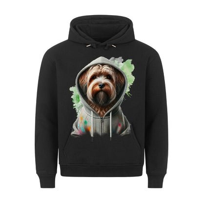 Premium Hoodie "Wirehaired Korthals Hooded Paint" Schwarz – hunde-shirt.de