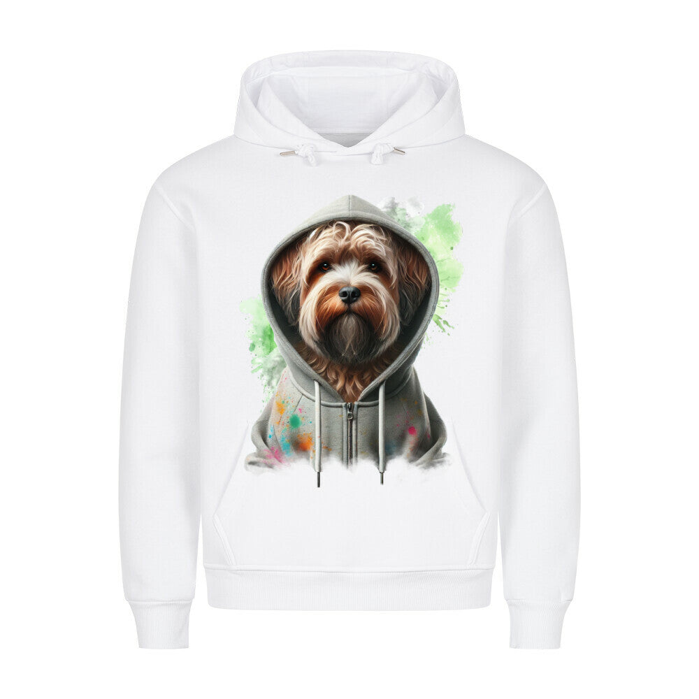Premium Hoodie "Wirehaired Korthals Hooded Paint" Weiß – hunde-shirt.de