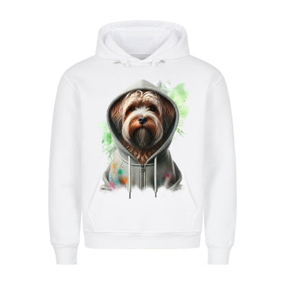 Premium Hoodie "Wirehaired Korthals Hooded Paint" Weiß – hunde-shirt.de