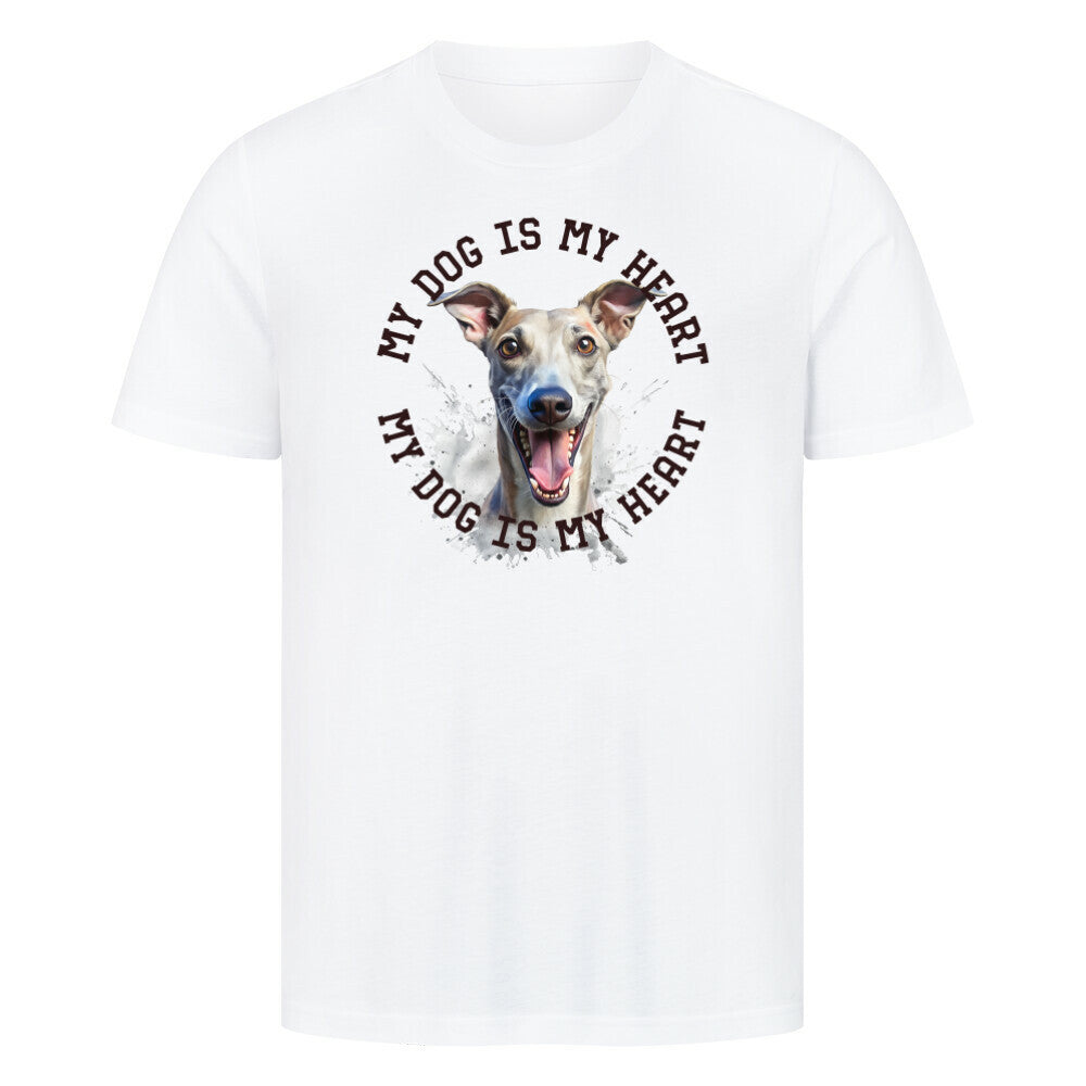 Premium T-Shirt "Whippet HEART 2" Weiß – hunde-shirt.de