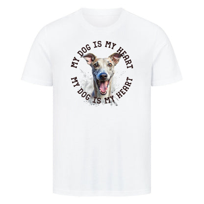 Premium T-Shirt "Whippet HEART 2" Weiß – hunde-shirt.de