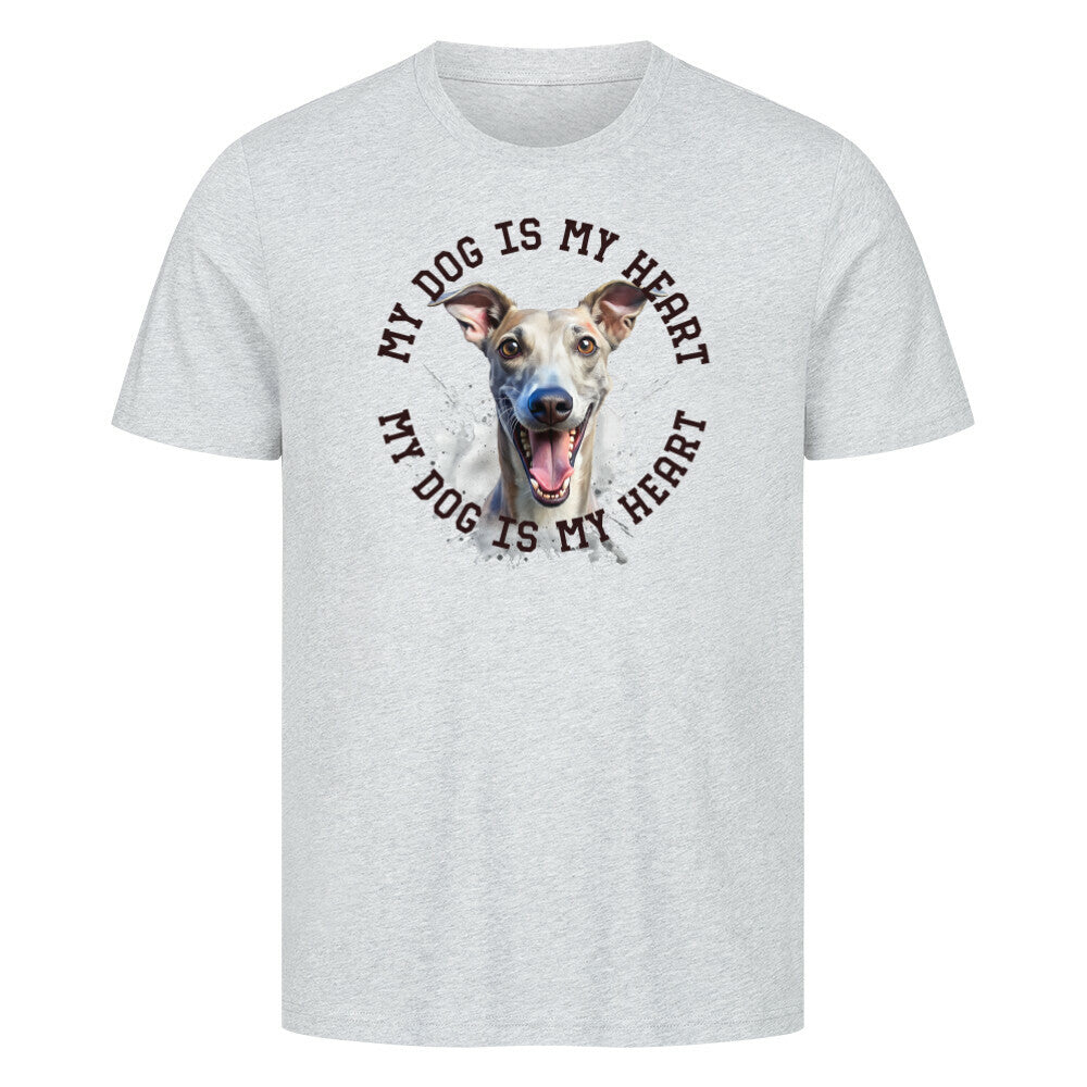 Premium T-Shirt "Whippet HEART 2" Heather Grey – hunde-shirt.de