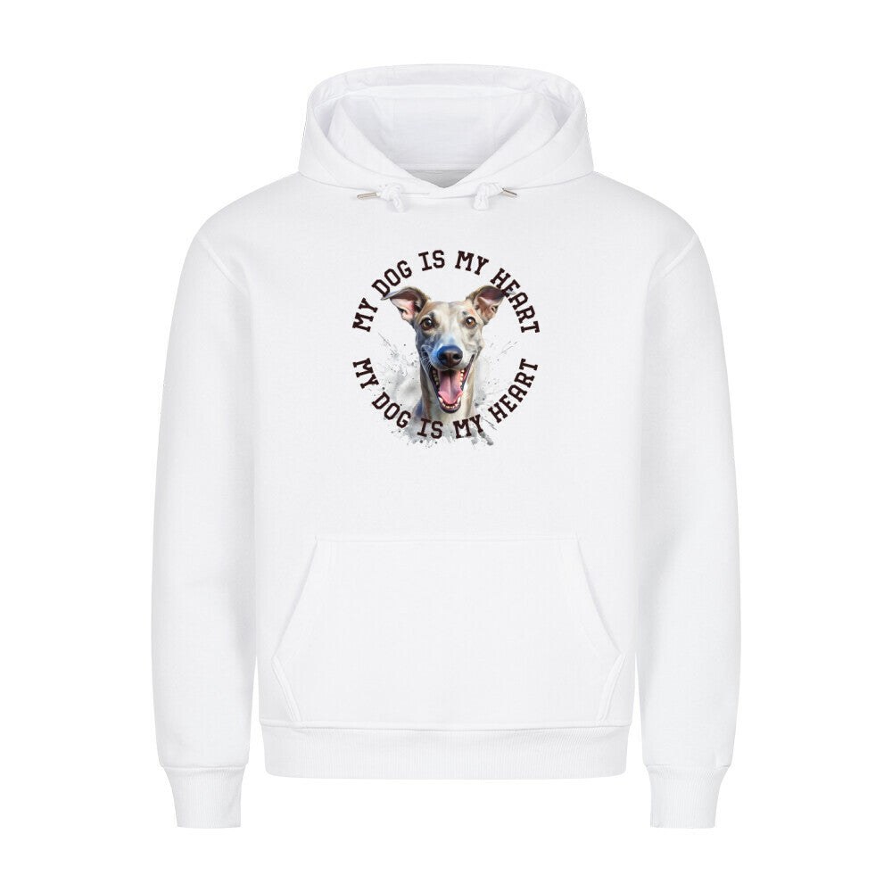 Premium Hoodie "Whippet HEART 2" Weiß – hunde-shirt.de