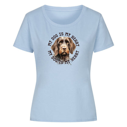 Premium Organic Damen-Shirt "Rauhaar Korthals" Sky Blue – hunde-shirt.de
