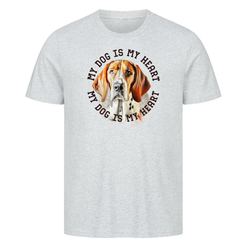 Premium T-Shirt "English Foxhound HEART" Heather Grey – hunde-shirt.de