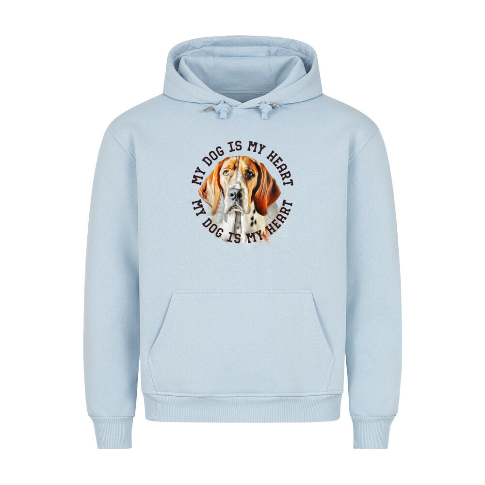 Premium Hoodie "English Foxhound HEART" Babyblau – hunde-shirt.de