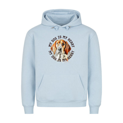 Premium Hoodie "English Foxhound HEART" Babyblau – hunde-shirt.de