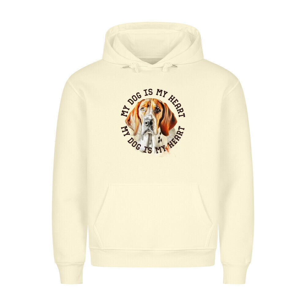 Premium Hoodie "English Foxhound HEART" Beige – hunde-shirt.de