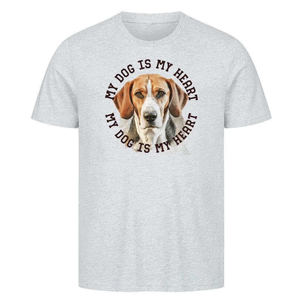 Premium T-Shirt "American Foxhound HEART" Heather Grey – hunde-shirt.de