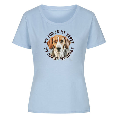 Premium Organic Damen-Shirt "American Foxhound HEART" Sky Blue – hunde-shirt.de
