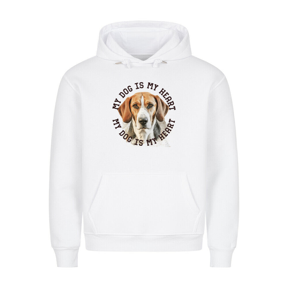 Premium Hoodie "American Foxhound HEART" Weiß – hunde-shirt.de