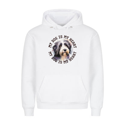 Premium Hoodie "Bearded Collie HEART" Weiß – hunde-shirt.de