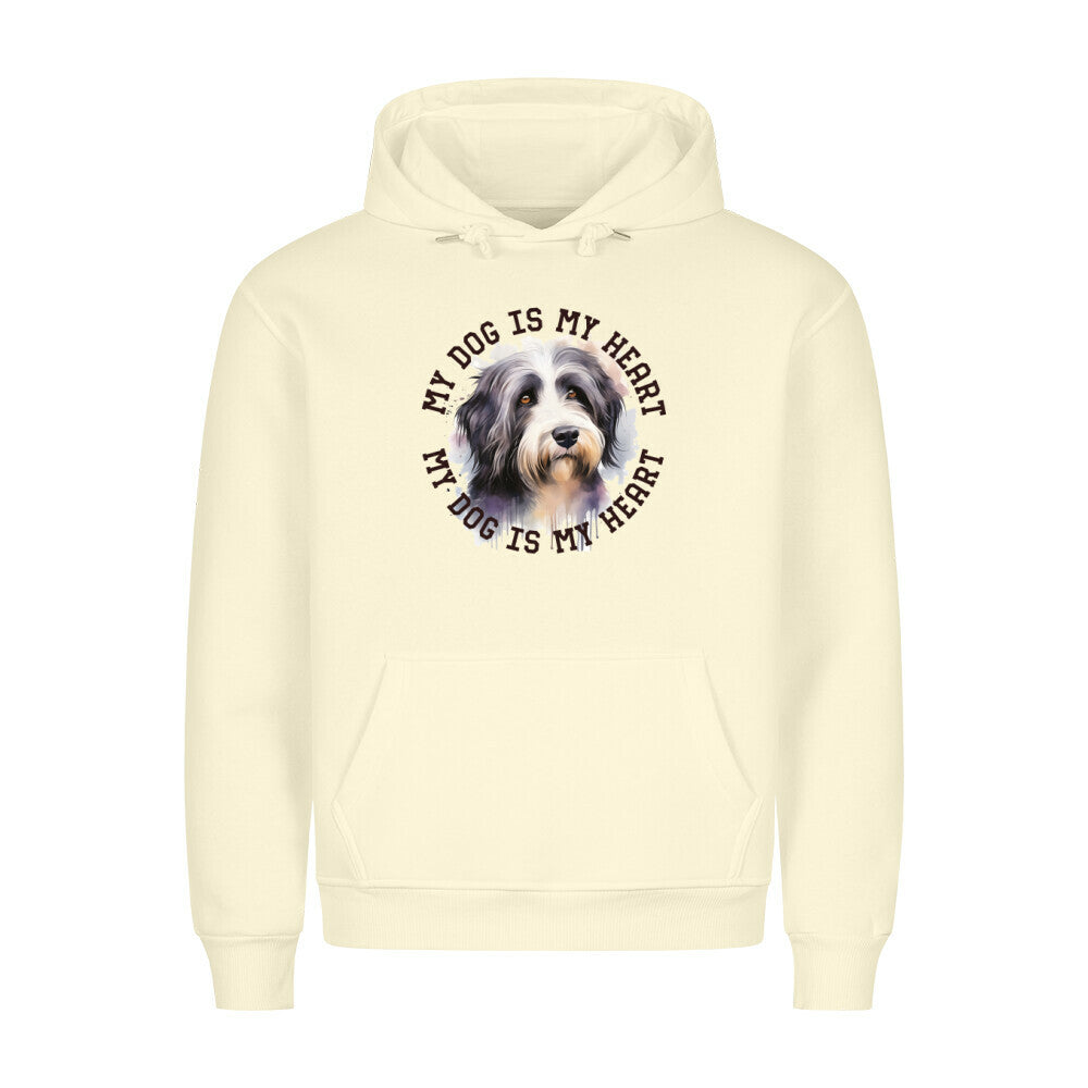 Premium Hoodie "Bearded Collie HEART" Beige – hunde-shirt.de