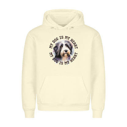 Premium Hoodie "Bearded Collie HEART" Beige – hunde-shirt.de