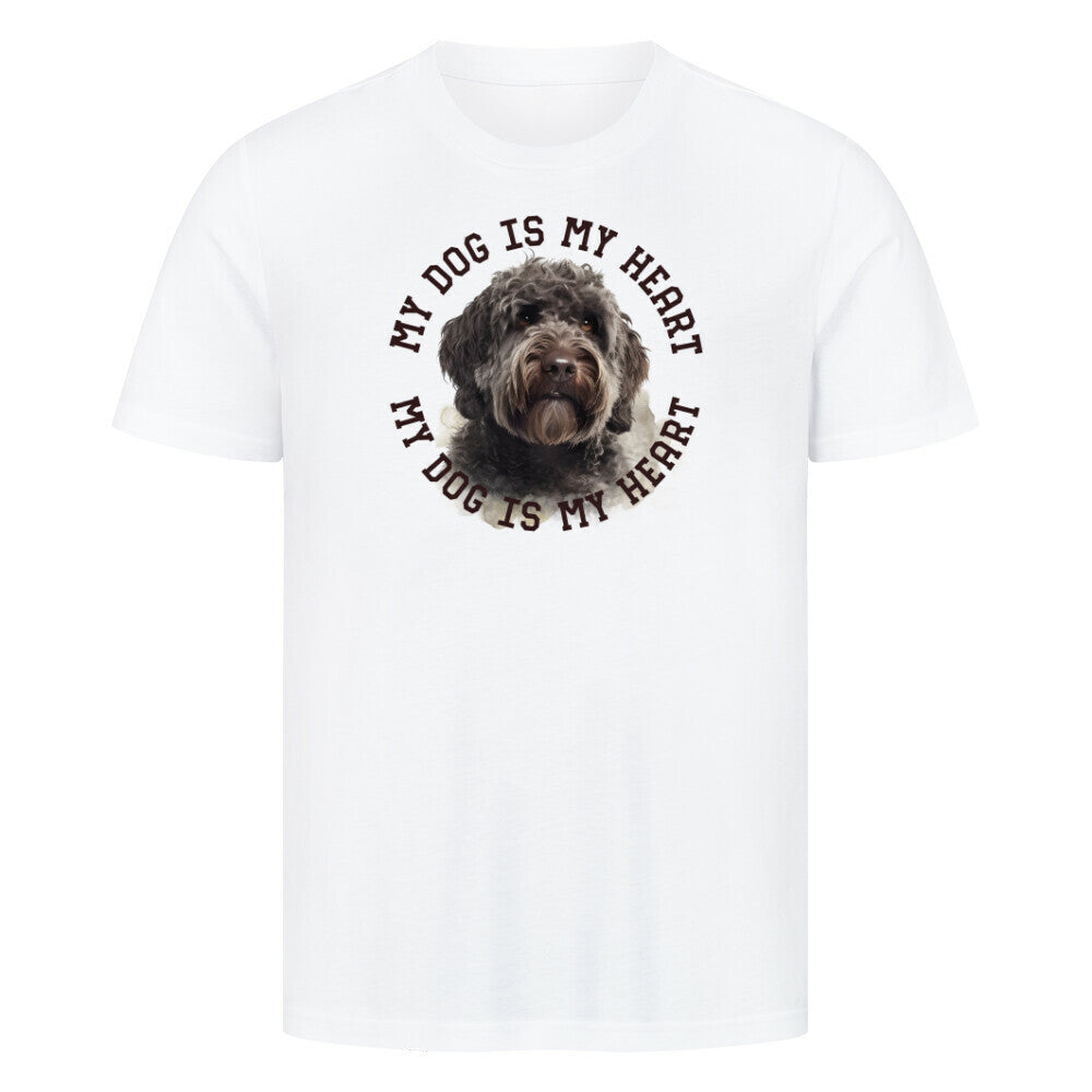 Premium T-Shirt "Barbet HEART" Weiß – hunde-shirt.de