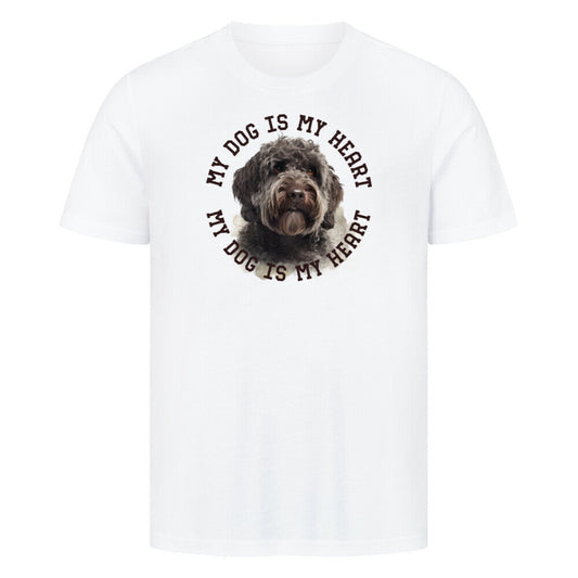 Premium T-Shirt "Barbet HEART" Weiß – hunde-shirt.de