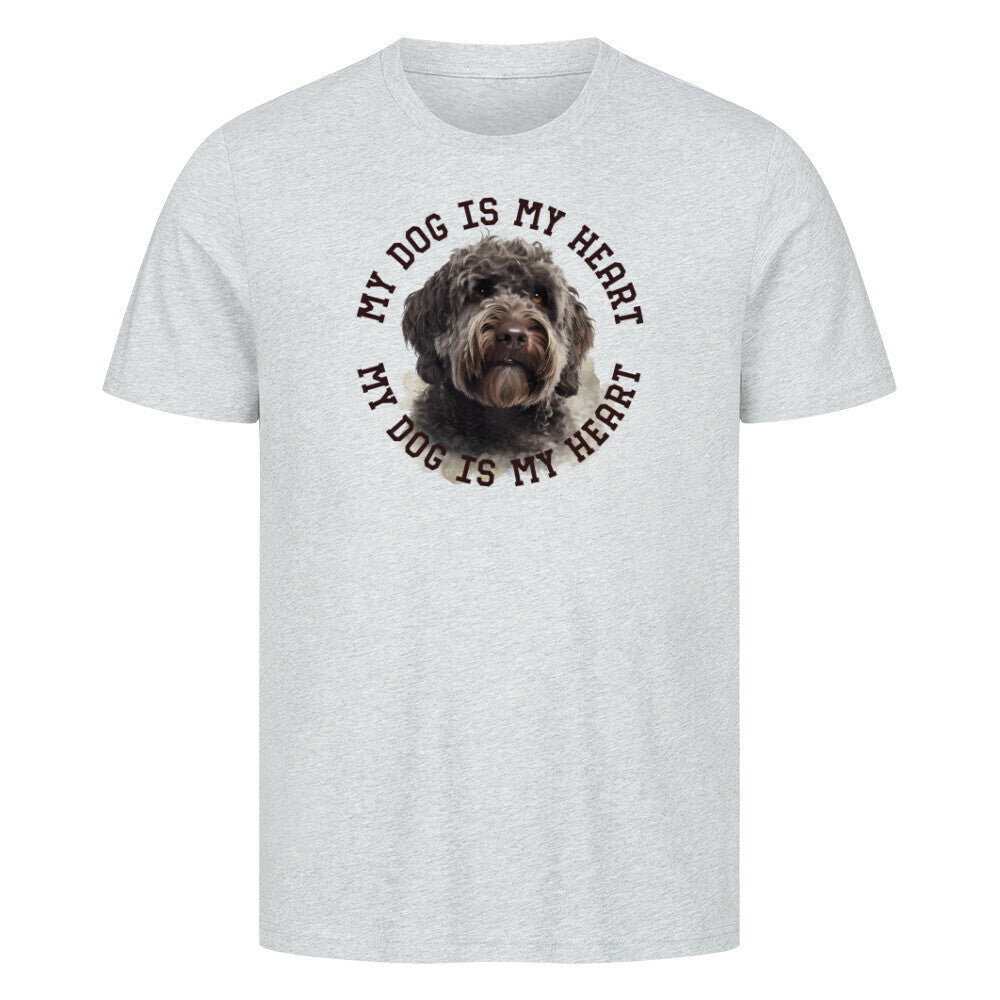 Premium T-Shirt "Barbet HEART" Heather Grey – hunde-shirt.de