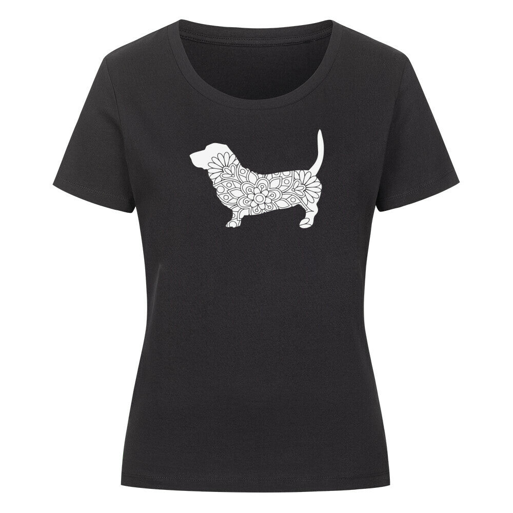 Premium Organic Damen-Shirt "Basset pur" Schwarz – hunde-shirt.de