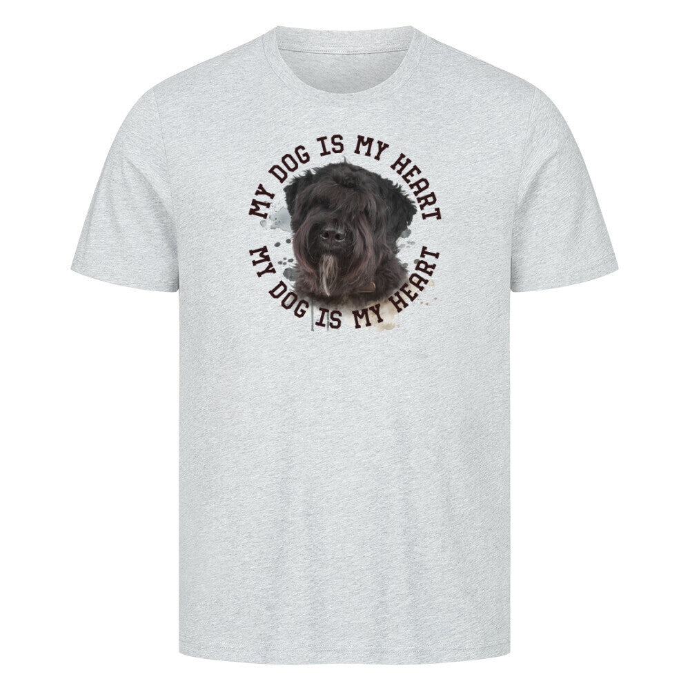 Premium T-Shirt "Bouvier HEART" Heather Grey – hunde-shirt.de
