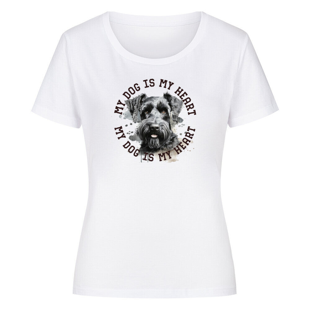 Premium Organic Damen-Shirt "Kerry Blue Terrier HEART" Weiß – hunde-shirt.de