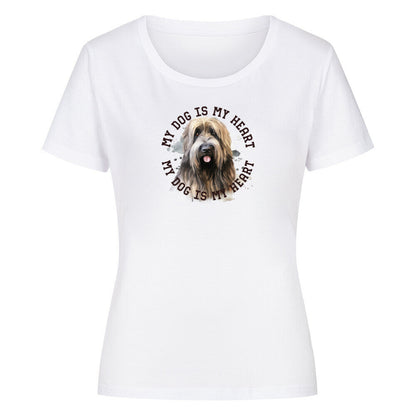Premium Organic Damen-Shirt "Briard HEART" Weiß – hunde-shirt.de