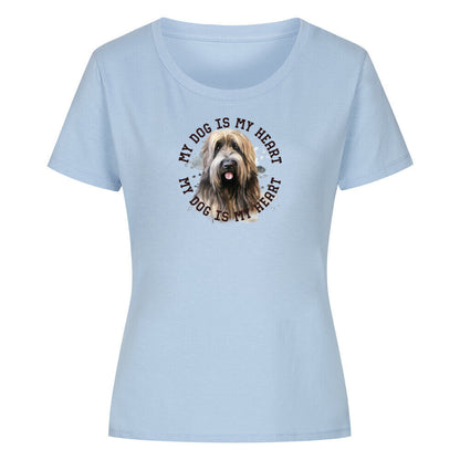 Premium Organic Damen-Shirt "Briard HEART" Sky Blue – hunde-shirt.de
