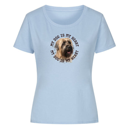 Premium Organic Damen-Shirt "Briard HEART 2" Sky Blue – hunde-shirt.de