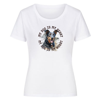 Premium Organic Damen-Shirt "Beauceron HEART" Weiß – hunde-shirt.de