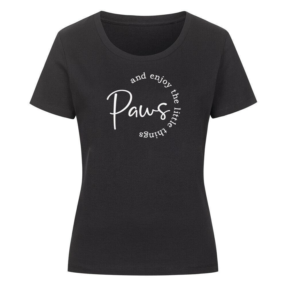 Premium Organic Damen-Shirt "Paws" Schwarz – hunde-shirt.de