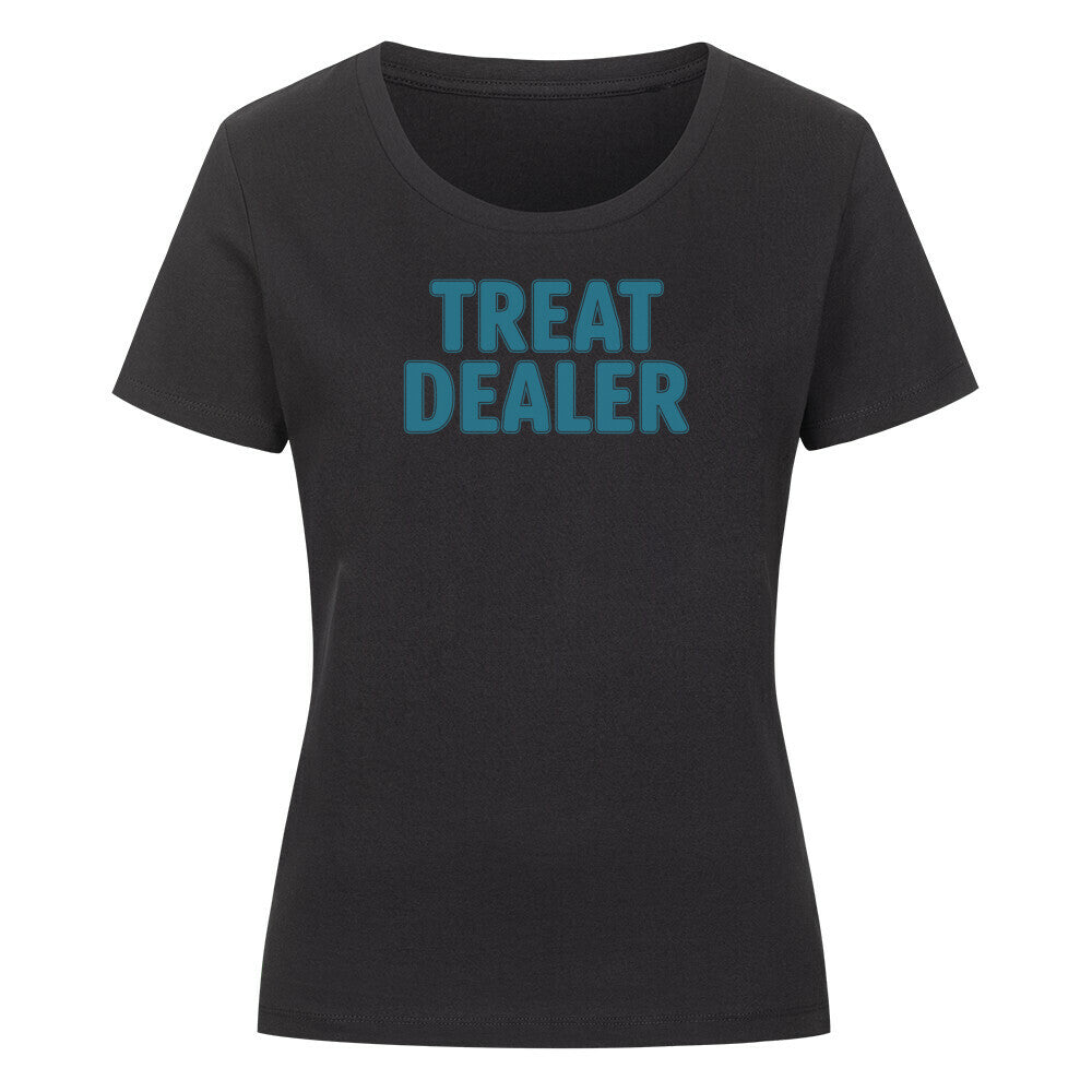 Premium Organic Damen-Shirt "Treat Dealer" Schwarz – hunde-shirt.de