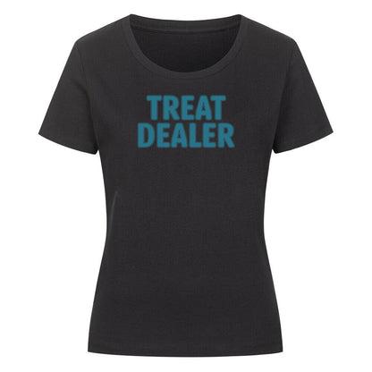 Premium Organic Damen-Shirt "Treat Dealer" Schwarz – hunde-shirt.de