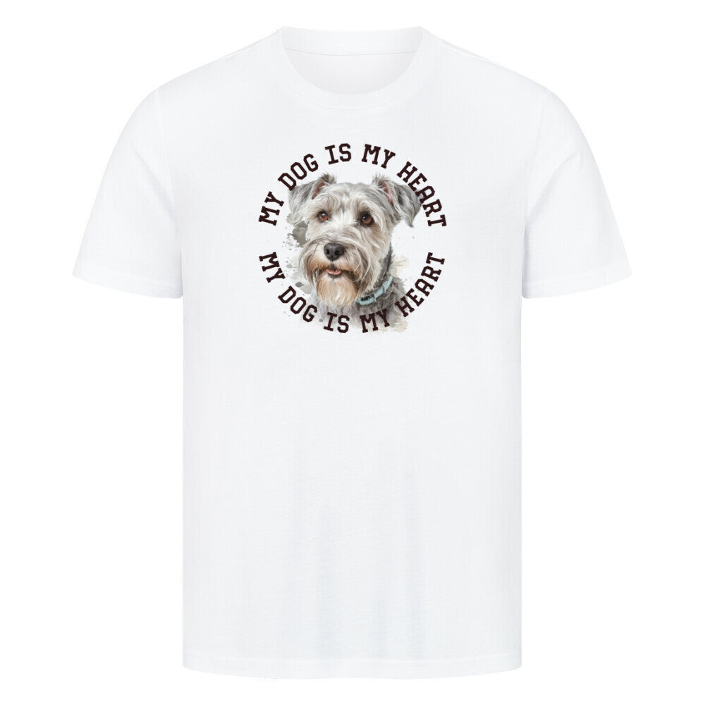Premium T-Shirt "Schnauzer hellgrau HEART" Weiß – hunde-shirt.de
