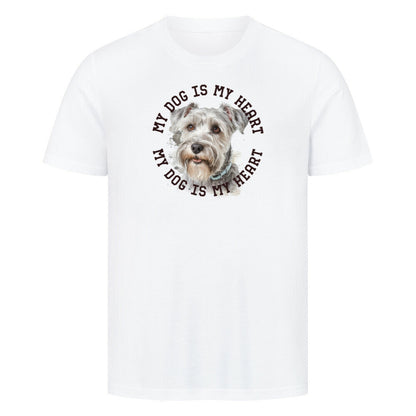 Premium T-Shirt "Schnauzer hellgrau HEART" Weiß – hunde-shirt.de
