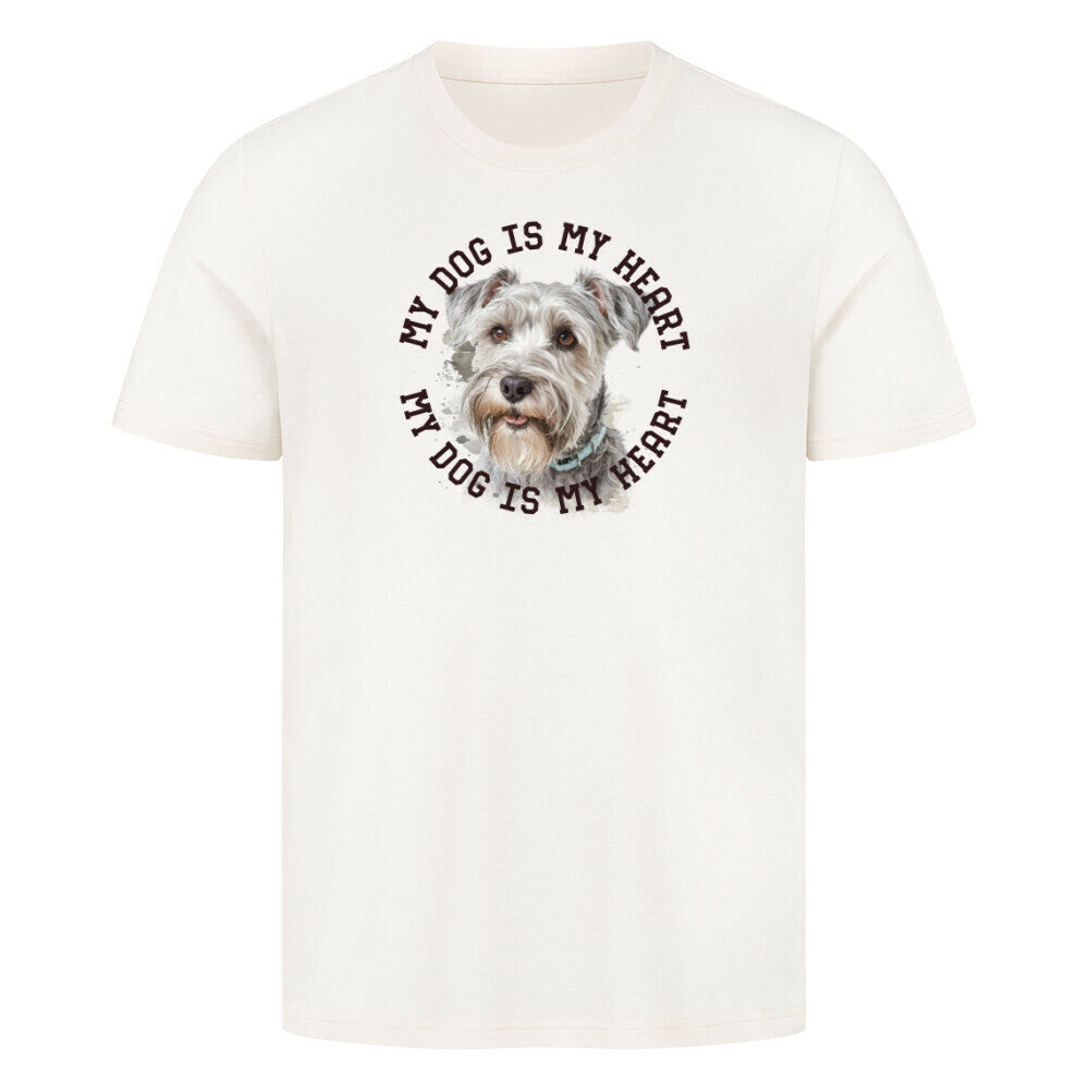 Premium T-Shirt "Schnauzer hellgrau HEART" Natural Raw – hunde-shirt.de