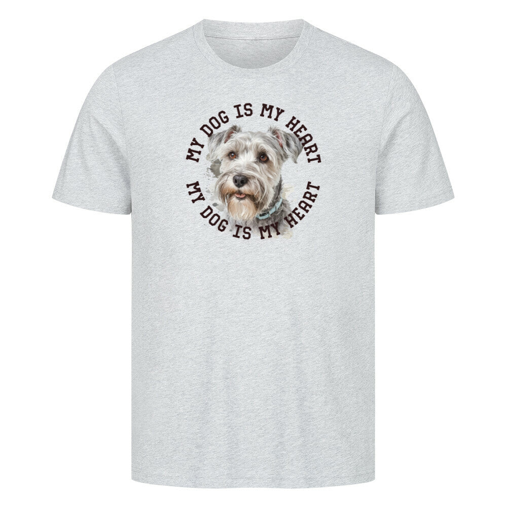 Premium T-Shirt "Schnauzer hellgrau HEART" Heather Grey – hunde-shirt.de