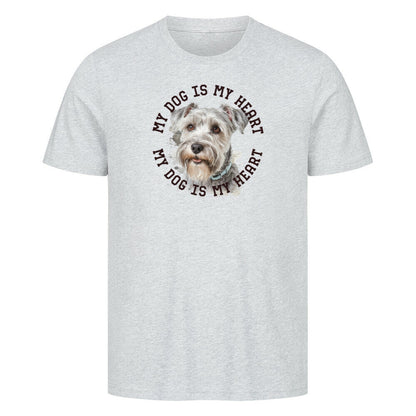 Premium T-Shirt "Schnauzer hellgrau HEART" Heather Grey – hunde-shirt.de