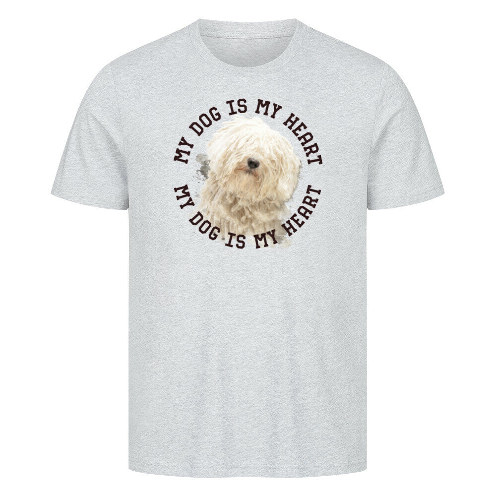 Premium T-Shirt "Puli HEART" Heather Grey – hunde-shirt.de
