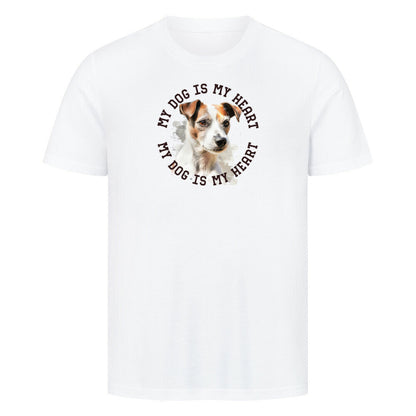 Premium T-Shirt "Parson Russell Terrier HEART" Weiß – hunde-shirt.de