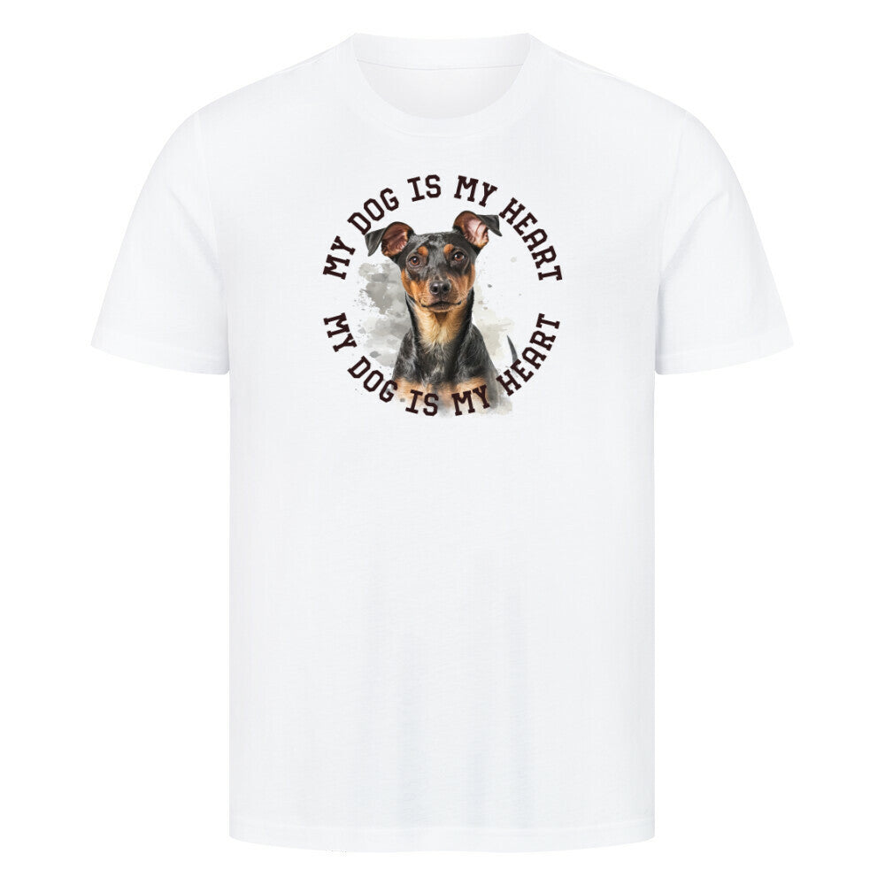 Premium T-Shirt "Manchester Terrier HEART 2" Weiß – hunde-shirt.de