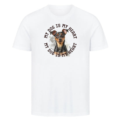 Premium T-Shirt "Manchester Terrier HEART 2" Weiß – hunde-shirt.de