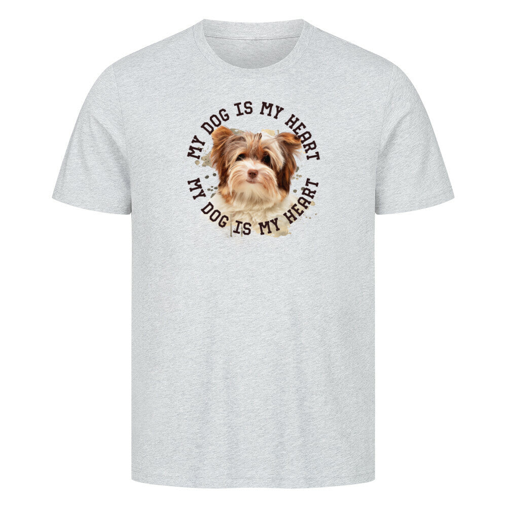 Premium T-Shirt "Biewer Terrier HEART 2" Heather Grey – hunde-shirt.de