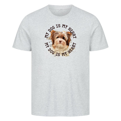 Premium T-Shirt "Biewer Terrier HEART 2" Heather Grey – hunde-shirt.de