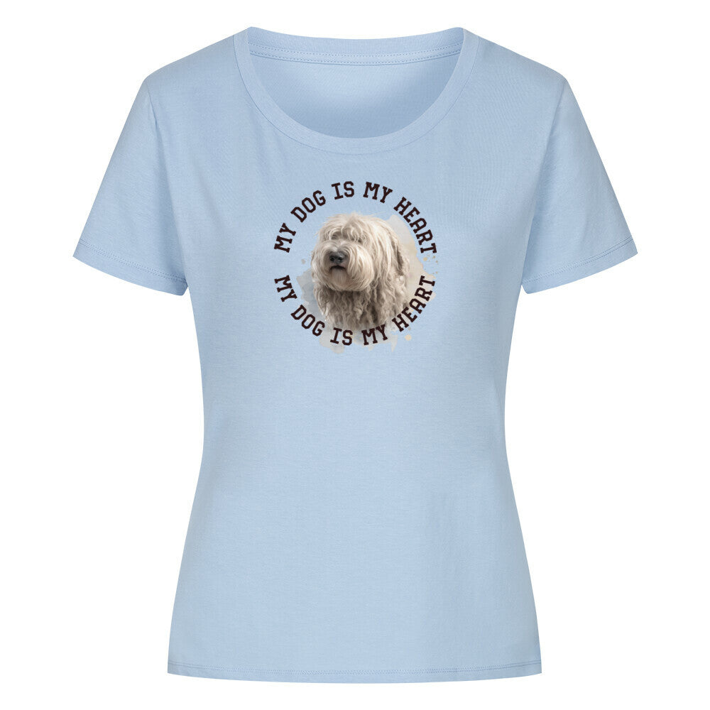Premium Organic Damen-Shirt "Komondor HEART" Sky Blue – hunde-shirt.de