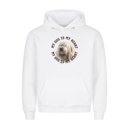 Premium Hoodie "Komondor HEART" Weiß – hunde-shirt.de