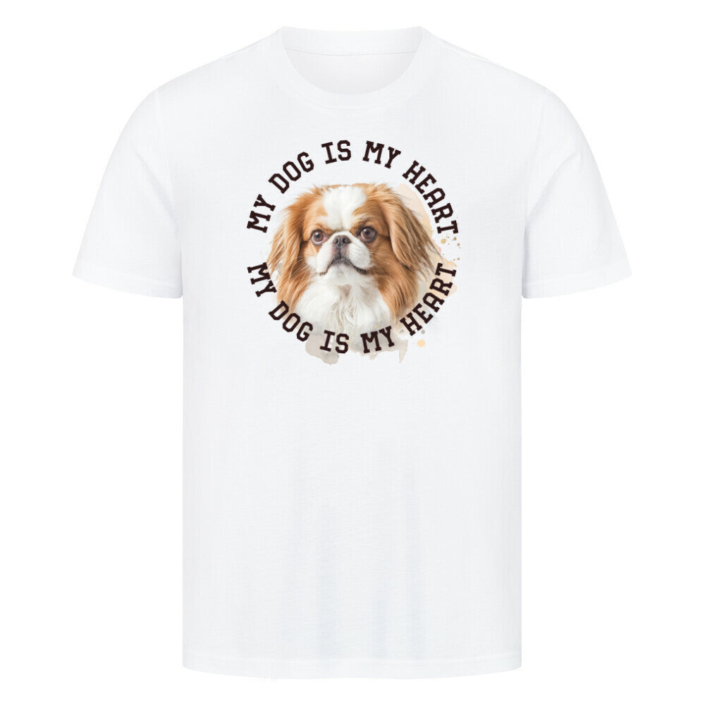 Premium T-Shirt "Japanese Chin HEART" Weiß – hunde-shirt.de