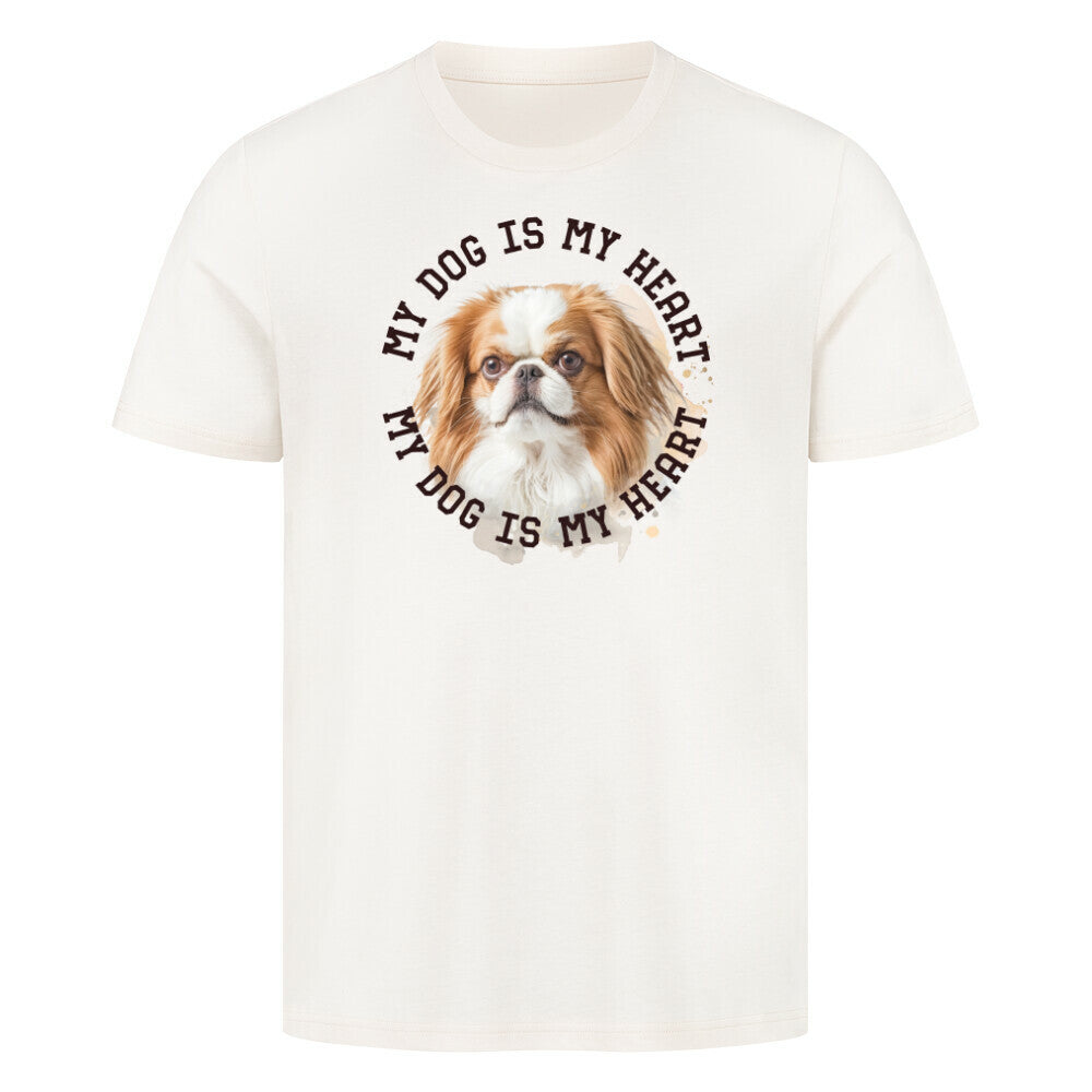 Premium T-Shirt "Japanese Chin HEART" Natural Raw – hunde-shirt.de